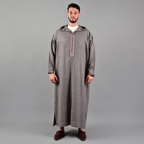 Jabador Maroc Djellaba Flanelle Homme haute couture - Marron XXL