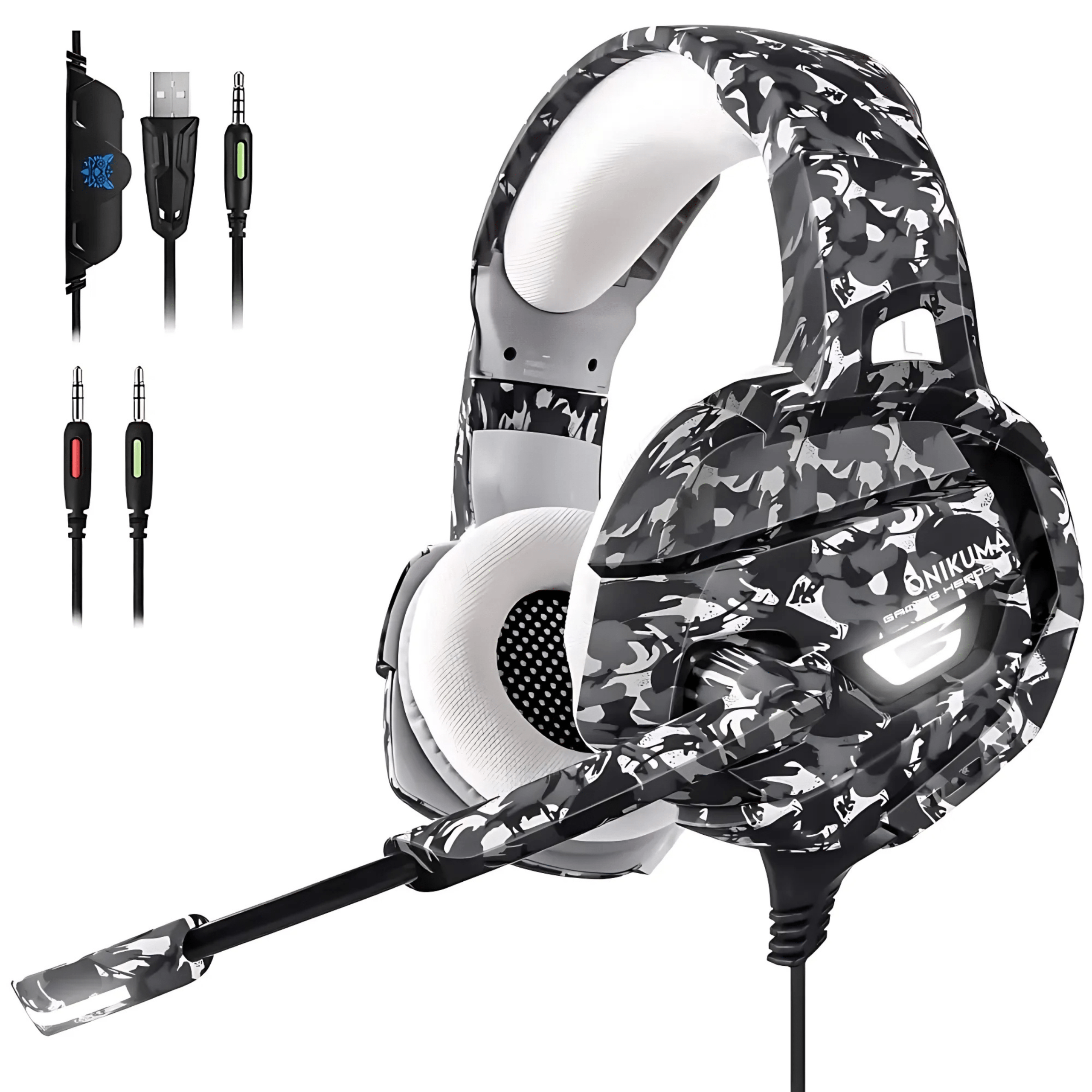K5 Casque Gaming camouflage Jeux Vidéo pour PC/ Switch/ PS4/Xbox one/ PS4