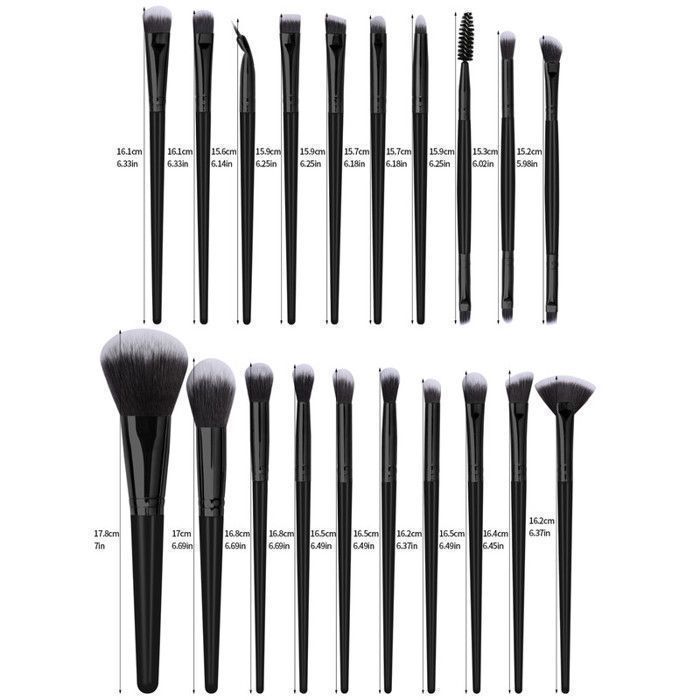 Kit de 20 pinceaux de maquillage - Noir