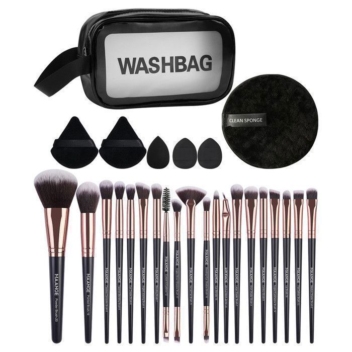 Kit de 20 Pinceaux de maquillage - Noir et Doré