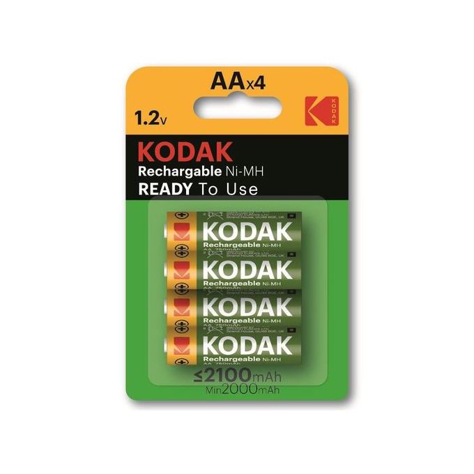 Kodak 4 Piles Rechargeables AA 2100 mAh // Batterie Ni-mH Prêt à l'emploi