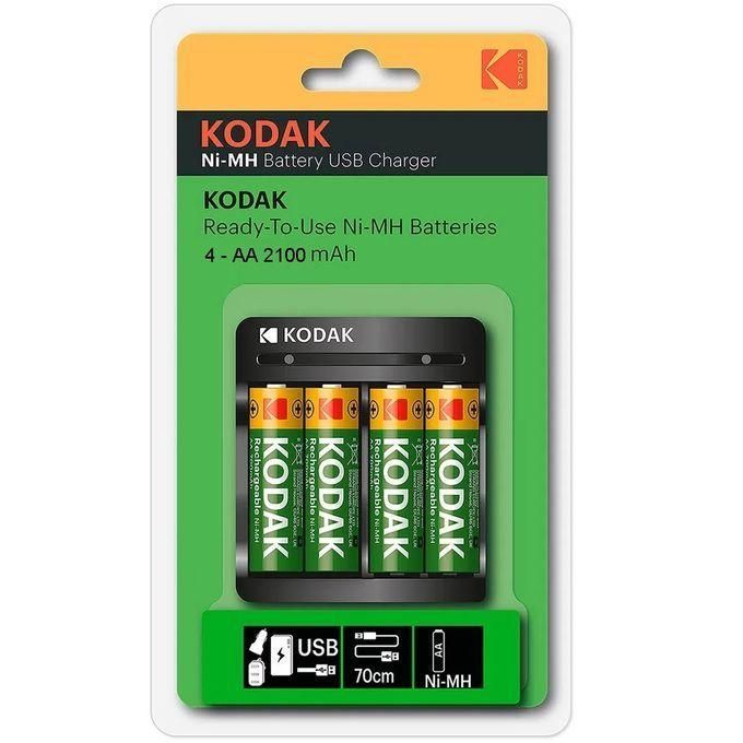 Kodak Chargeur Usb + 4 Batteries AA 2100 mAh // Pile 4xAAA ou 4x AA Rechargeable Ni-mh