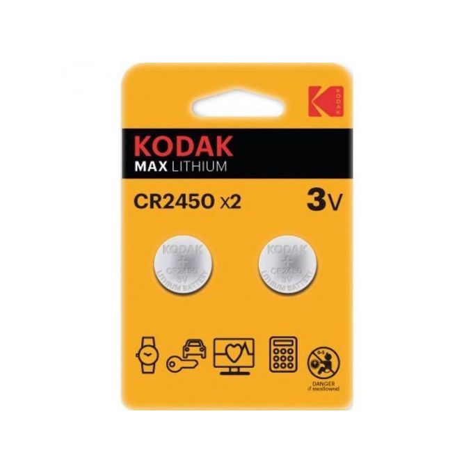Kodak Pile Bouton au Lithium CR2450 3V // Blister 2x Batterie 3 volts