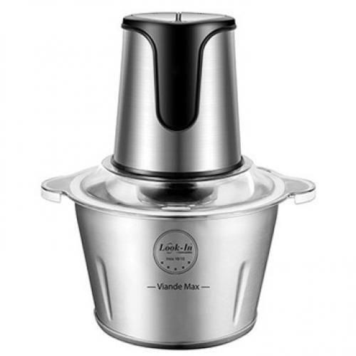 Lamacom Hâchoir électrique 300W avec bol en inox 2 litre -2 vitesses pour tout les aliments + CADEAU