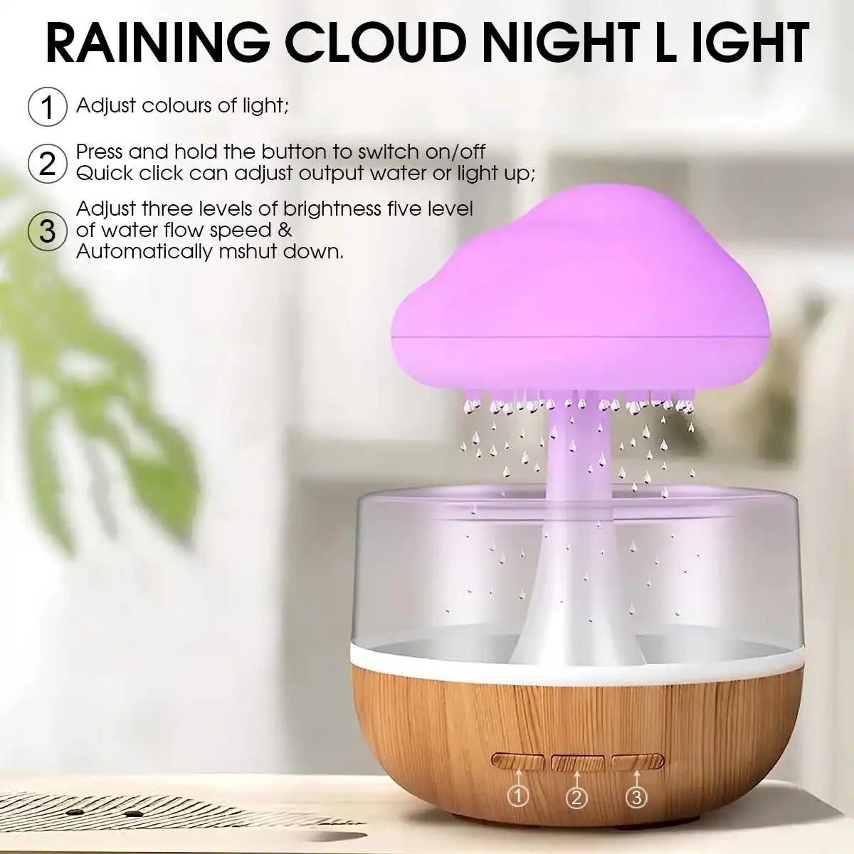 Lampe Pluie – Lampe d'Ambiance avec Thérapie par Arômes et Contrôle à Distance