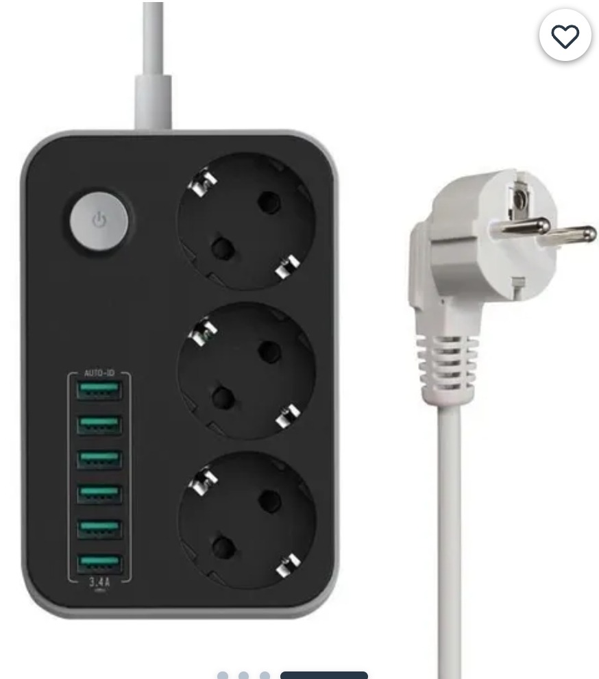 LDNIO 5V 3.4A Chargeur Bureau 3 Prise Alimentation 6 USB Port 1.6m Charger Multipris