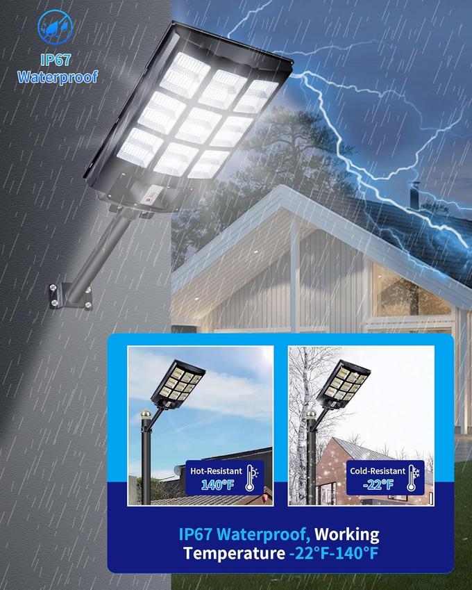 LED Street Light luminaire solaire sans fil 150w avec télécommande et support, détecteur de mouvement extérieur