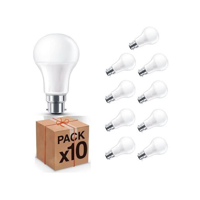 Light Lot de 10 ampoules LED B22, 9W (806 lumens équivalant à 100 W), Lumière Jaune