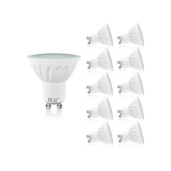 Lot de 10 ampoules LED GU10, 7W, BLANCHE, (10 pièces, 6500K)