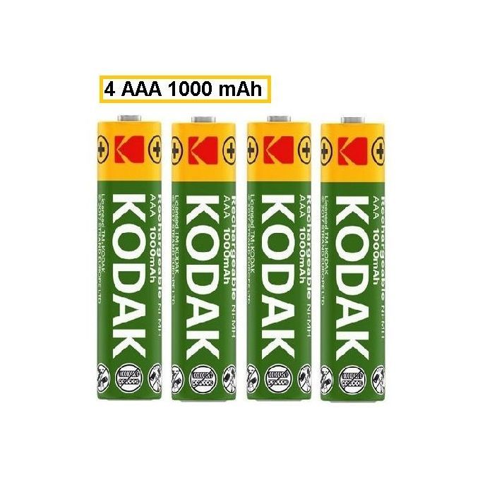 Lot de 4 Piles Rechargeables Kodak AAA 1000 mAh NiMh