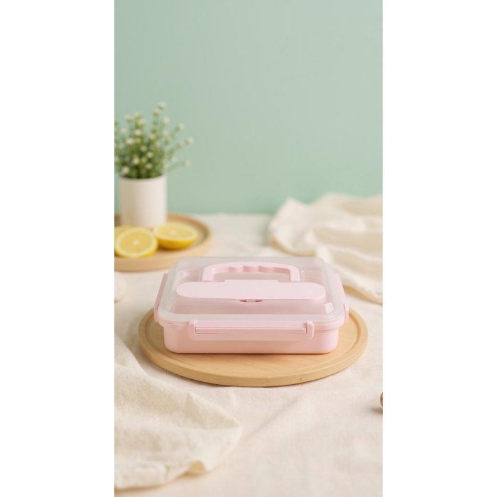 Lunch Box Isotherme avec 4 Compartiments + Cuillère et Fourchette en Inox – Parfait pour l'École et le Travail