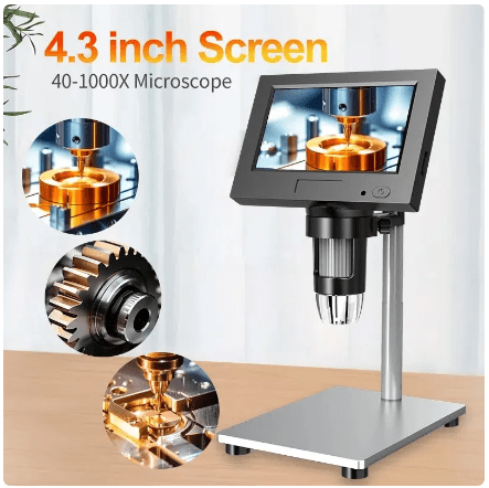 microscope 4.3 pouces avec 8 LED, 1080P, avec support metal