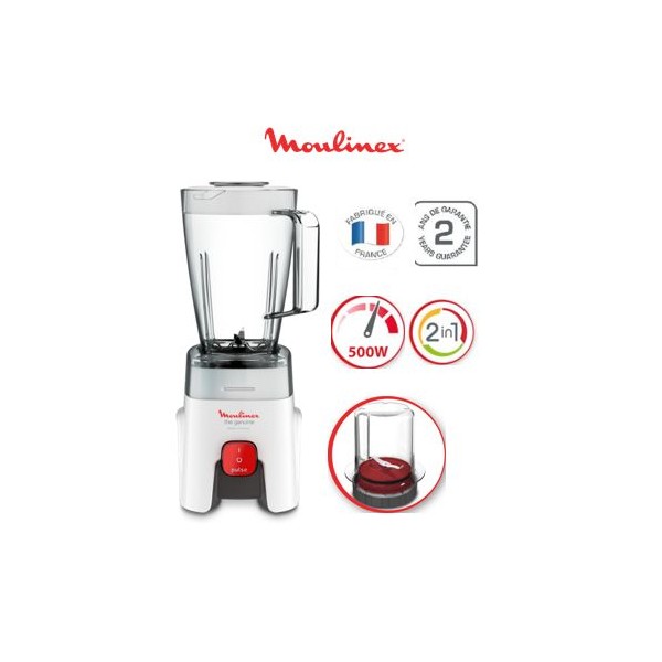 Moulinex Blender Genuine LM241B25 - 500W, 1 vitesse + pulse, Bol 1,75L et 1 accessoire المرجع: LM241B25