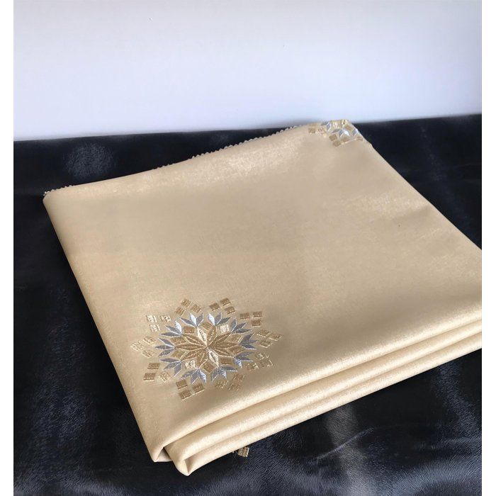 Nappe simili cuir qualité premum anti tache brodés skali hor lavable 1,50/1,50 couleur beige,