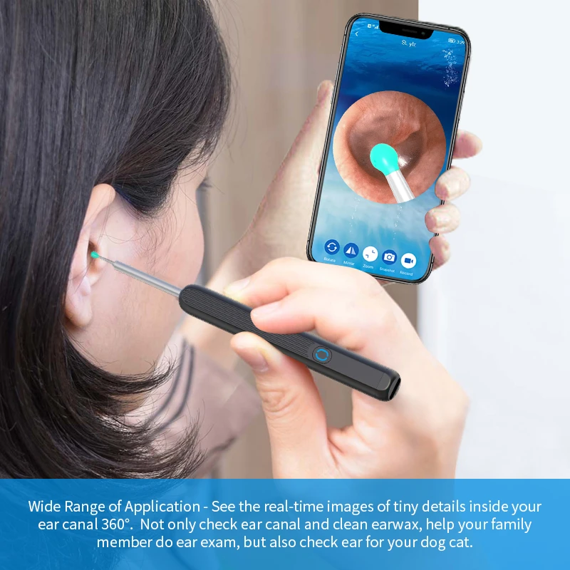 nettoyeur d'oreille avec caméra, otoscope endoscope, sans fil 1080p android iphone