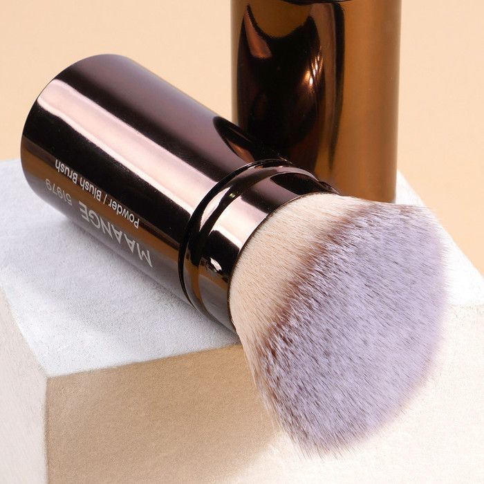 Pinceau de maquillage - Vegan - Kabuki rétractable - Sans perte de poils - Voyage facile - Marron