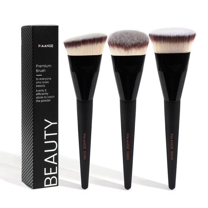 Pinceaux de maquillage - MAANGE - Set de 3 pièces - Haute qualité - Poignée ergonomique - Cruelty-free