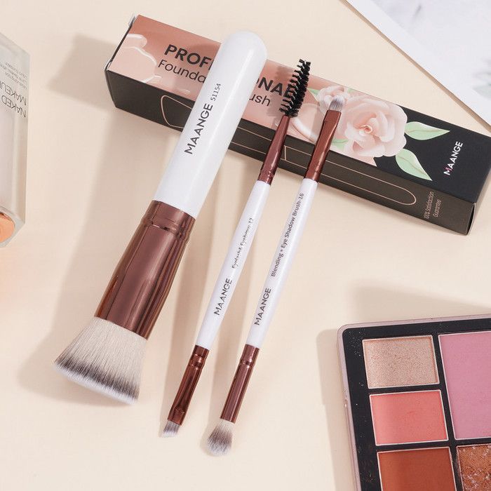 Pinceaux de maquillage - MAANGE - Set de 3 pièces - Doublé tête - Compact - Portable