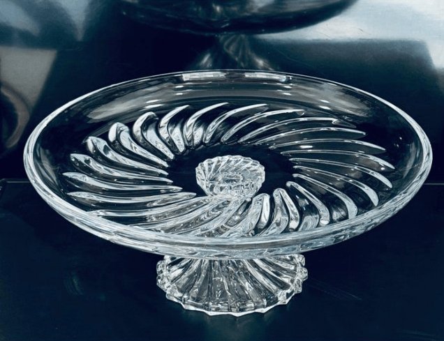 Plat a gâteau à pied rond en Cristal ou fruits -Assiette de Fruits en Cristal transparent 31 cm
