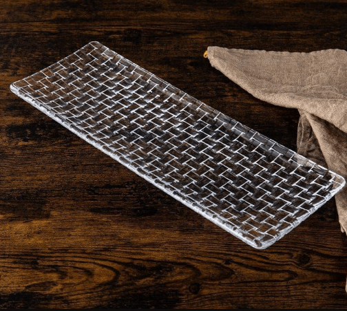 PLAT SIMPLE EN CRSITAL 42CM/17CM Assiette à gâteau vintage / assiette à gâteau rectangulaire, cristal , noble