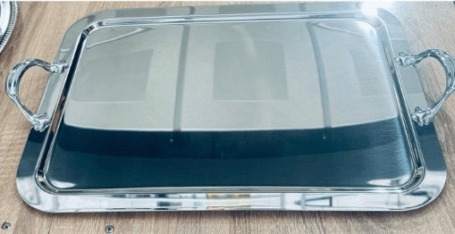 PLATEAU EN INOX SEDEN EN INOX 18 CARATS COULEUR ARGENTE 47CM/34,5