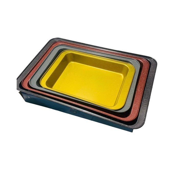 Plats à four - Rectangulaires - Acier au carbone - Antiadhésifs - Lot de 4 pièces