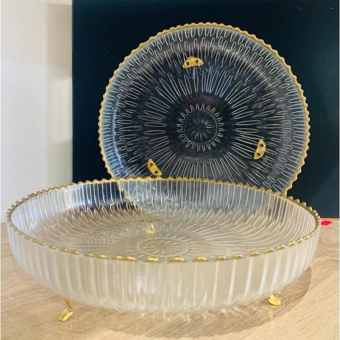 Présentoir à gâteau - 25 cm - Verre trompé - Assortiment de couleurs - Matériau : bambou