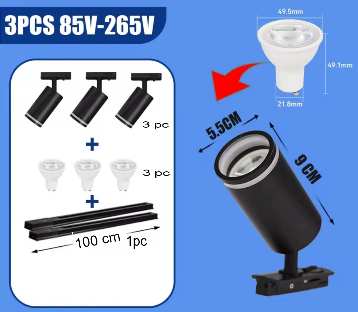 Projecteur sur rail, Noir bon qualité