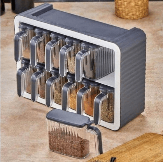 Rangement 12 pièces autocollants avec couvercles et cuillères