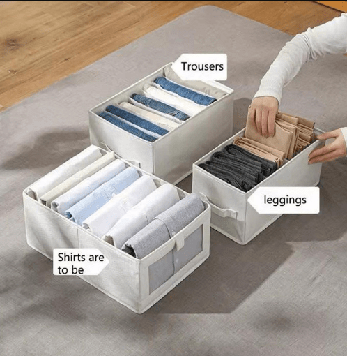 Rangement pliable pour vêtements - Beige - 40x27x17cm - Mixte - Optimise l'espace