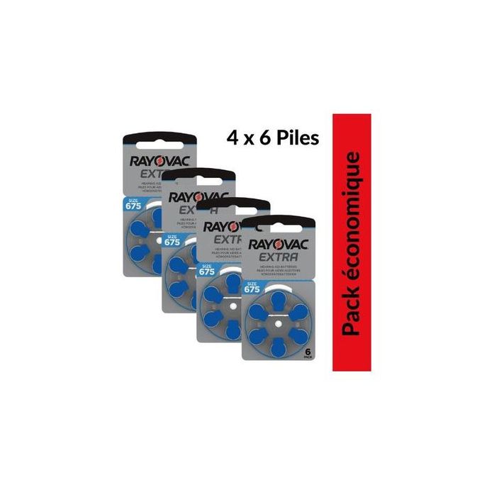 Rayovac pack 4 x 6 piles auditives 675 Extra advanced Pack 4x6