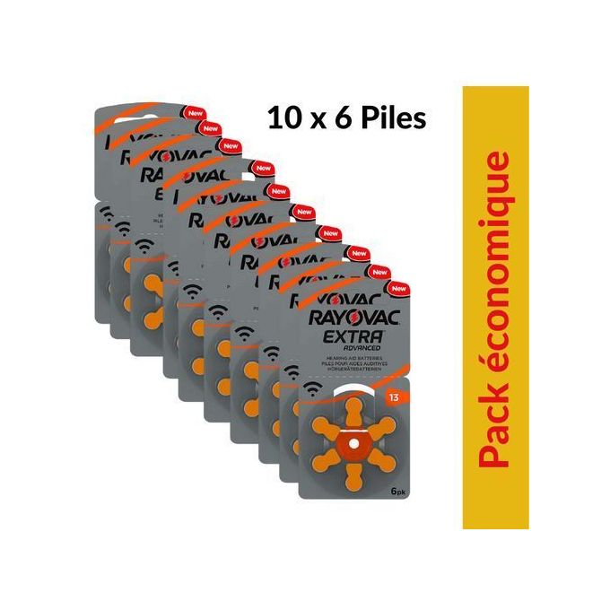 Rayovac Pack de 10 x 6 piles auditives 13 Extra advanced ( 10 x 6 piles)