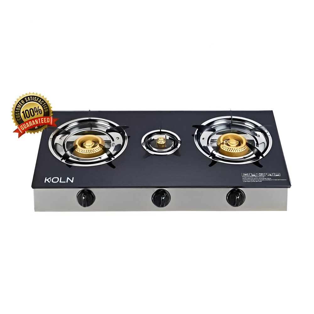 réchaud 3 feux en verre noir trompé, allumage automatique