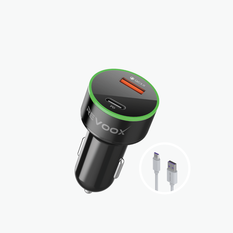 REVOOX Car Charger Type-C & USB 15W + Cable Type-C RCC-PC01