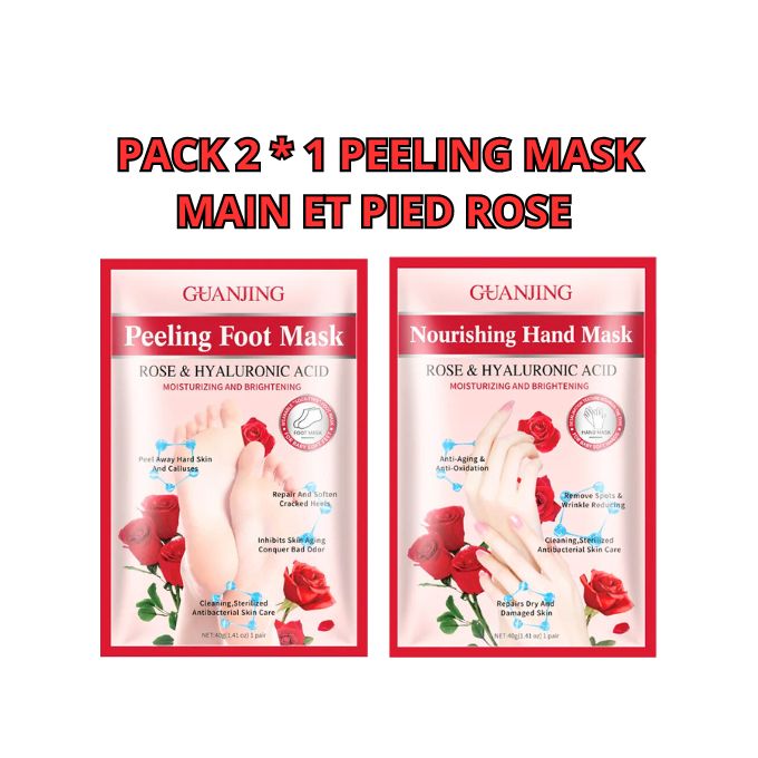 Rose Pack de Masques Peeling - Masque pour les Pieds et les Mains