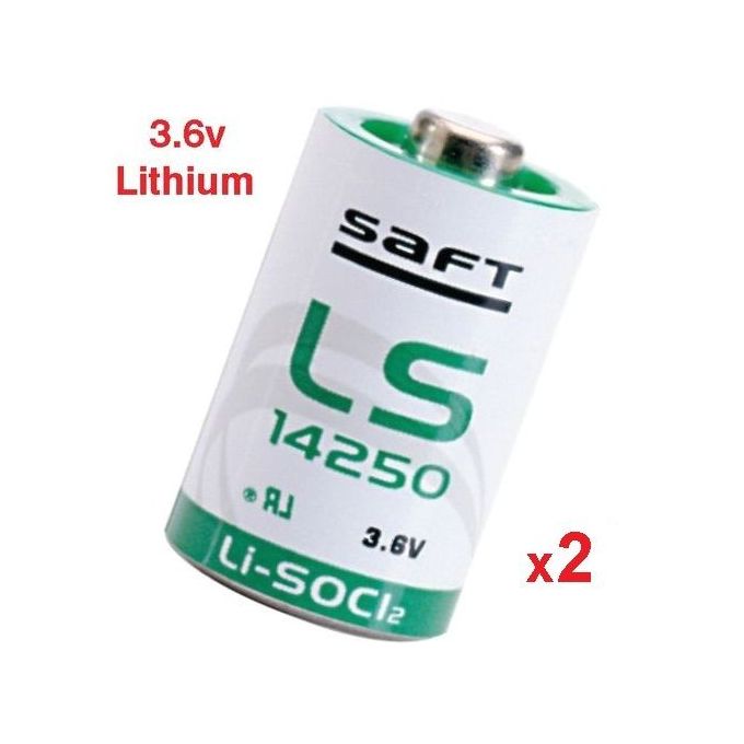 Saft 2 Batteries 3.6v Lithium Li-SOCI2 LS 14250, 2 Piles 3.6 volt Sans Emballage