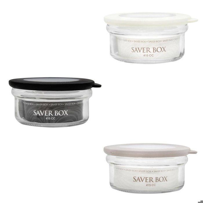 Set 3 Boites en verre avec couvercle silicone et couleur aleatoires 415cc