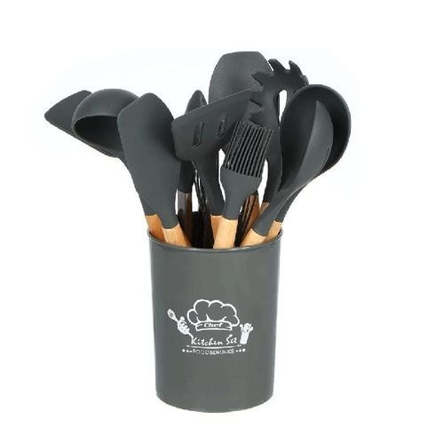 Set D'ustensiles De Cuisine 12 Pièces En Silicone gris