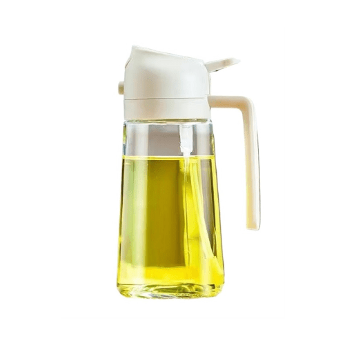 Spray de aceite de oliva - Botella de aceite de 15.9 fl oz/16 oz y recipiente de aceite, botella de vidrio con spray de niebla fuerte (blanco)