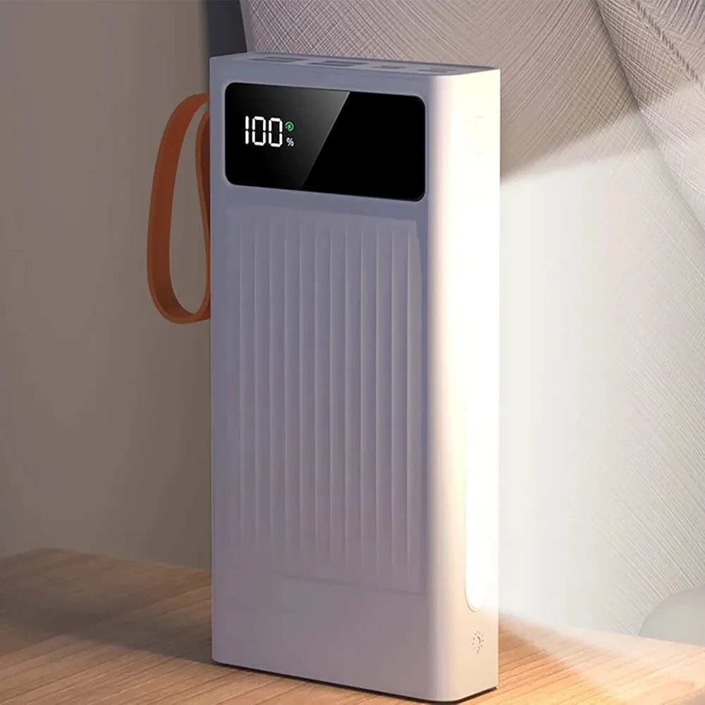 SUNPIN Power Bank Rapide Powerbank pour Gilet Chauffant Veste Batterie Haute Capacité pour Téléphone Portable avec 4 Câbles Lampe De Poche,Blanc,20000mAh