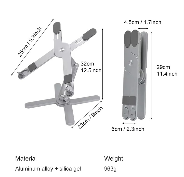 Support pour PC Portable en Aluminium - Pliable et Réglable