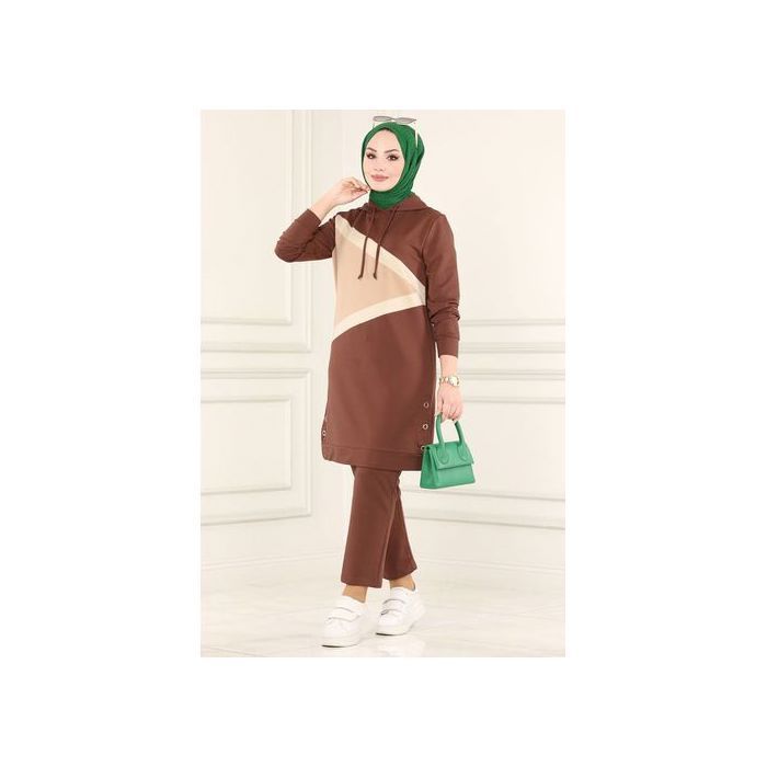 Survêtement 2 Pièces Ensemble Jogging Hoodies Femmes Ref 61 - Marron