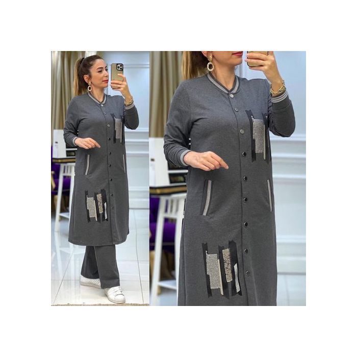 Survêtement 2 Pièces Ensemble Jogging Hoodies Femmes Ref 22 - Gris