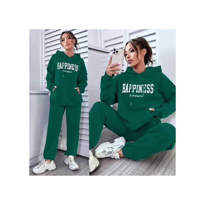 Survêtement 2 Pièces Ensemble Jogging Tracksuit Hoodies Femmes Ref 54 - Vert