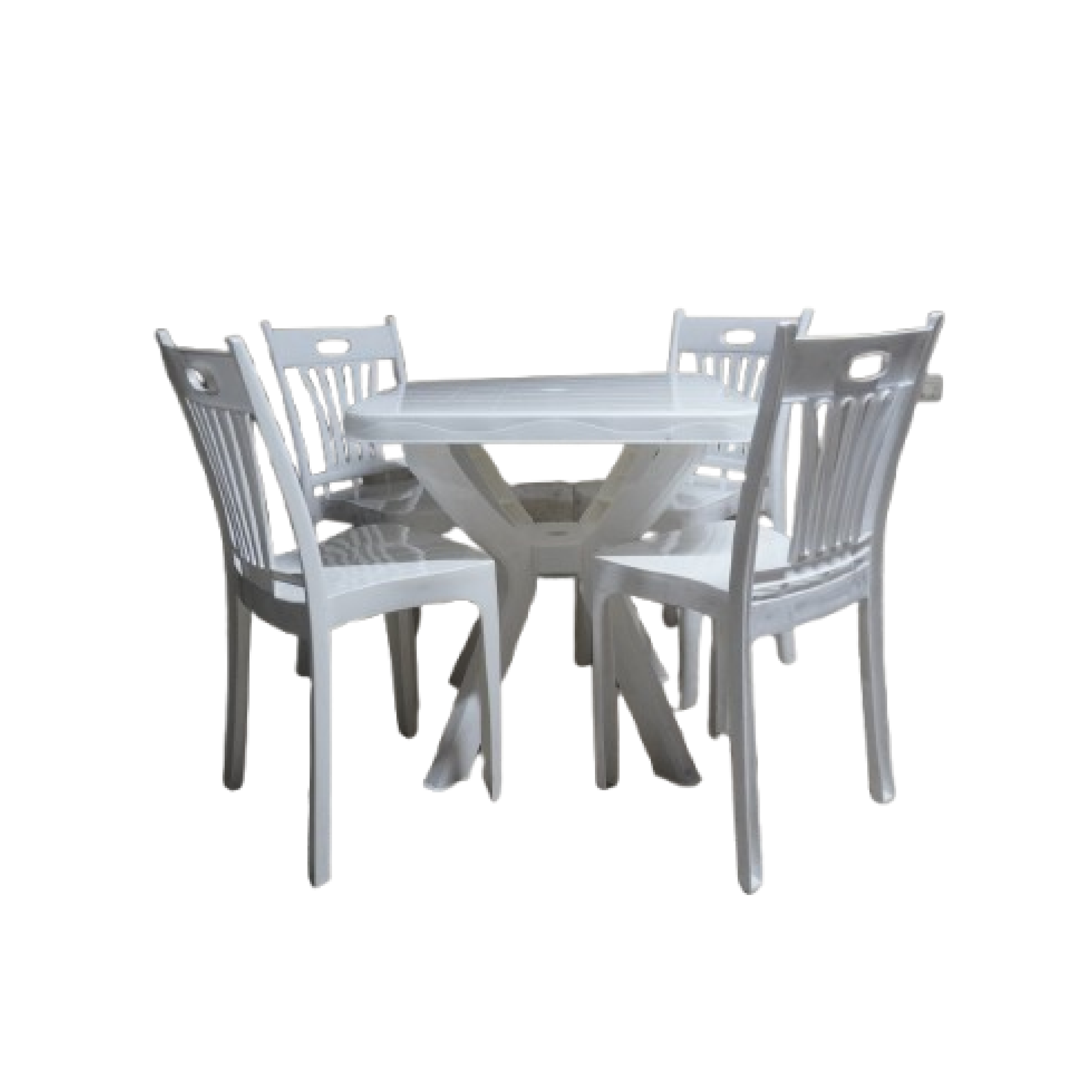 Table carrée de jardin en plastique avec 4 chaises