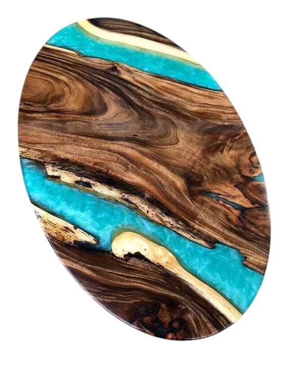 table epoxy avec bois noyer