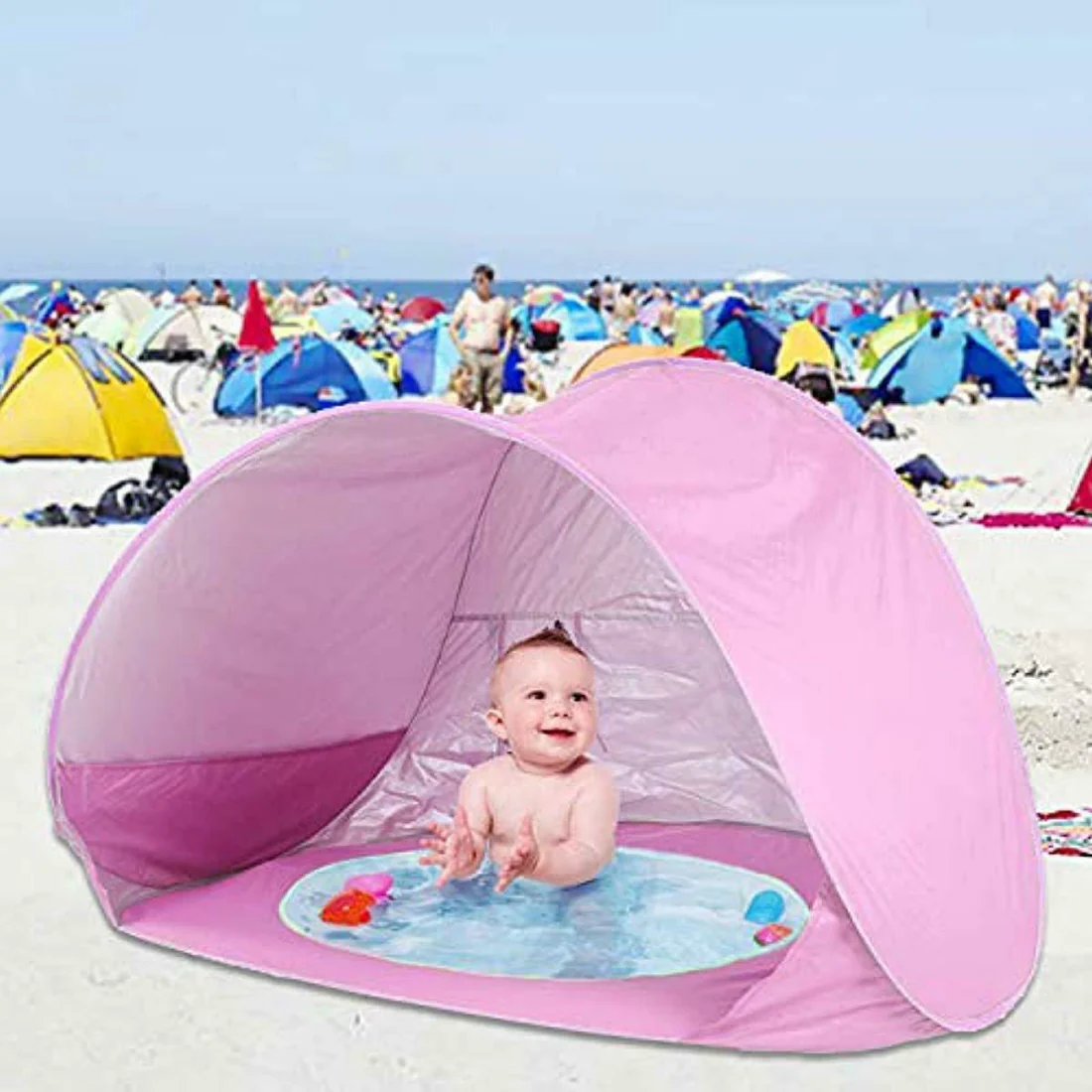 Tente de Plage Extérieure pour Bébé avec Piscine et protection UV