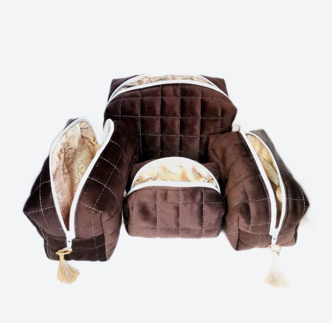 Trousse à Cosmétiques  - Marron - Tailles XL, L, et M