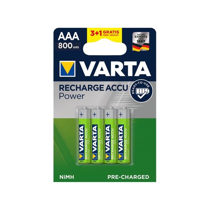 VARTA Recharge Accu Power // 4 Piles Rechargeables AAA 800 mAh