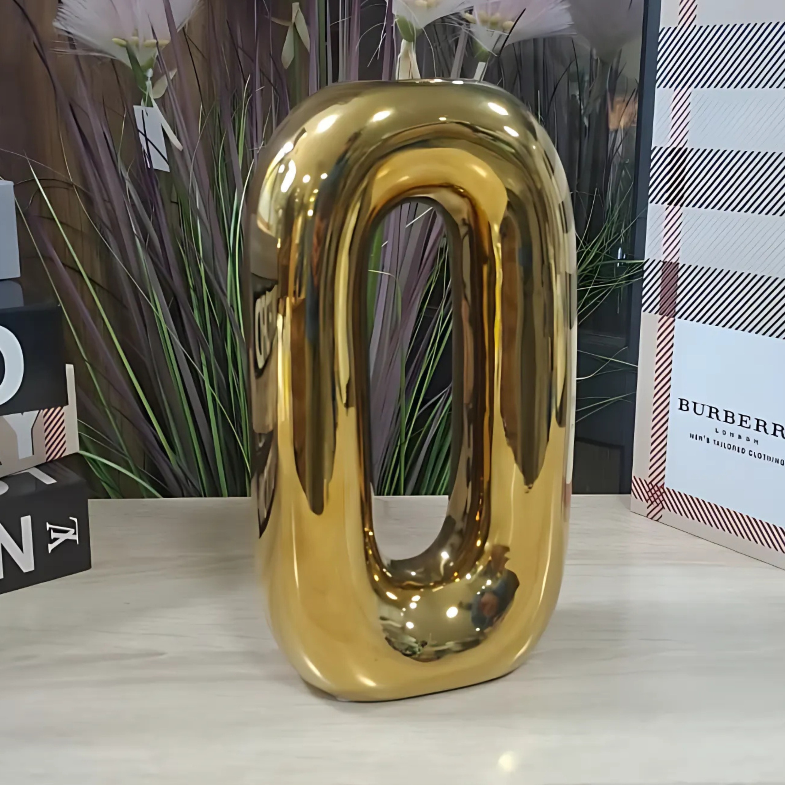 Vase Décoratif en Céramique Métallique